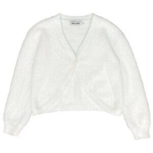 Girls’ White Fuzzy Bolero Shrug Cardigan — Long Sleeve Holiday Layer — 10Y